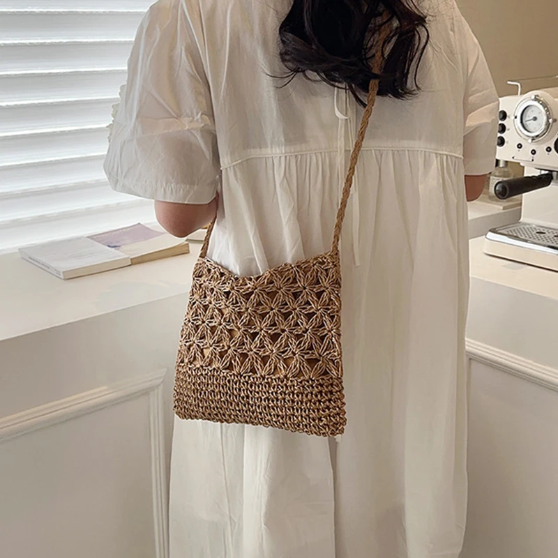 Small Fresh Crossbody Bag, Women's Bag, Straw Woven Shoulder Bag, Niche And Versatile Woven Bag, Simple And Fashionable Handbag