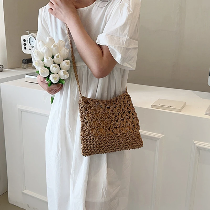 Small Fresh Crossbody Bag, Women's Bag, Straw Woven Shoulder Bag, Niche And Versatile Woven Bag, Simple And Fashionable Handbag