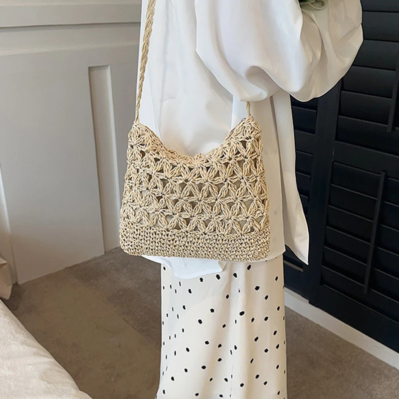 Small Fresh Crossbody Bag, Women's Bag, Straw Woven Shoulder Bag, Niche And Versatile Woven Bag, Simple And Fashionable Handbag