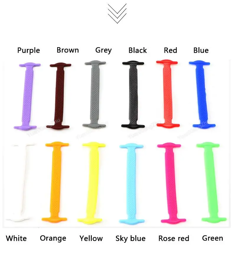 16pcs/lot Silicone Shoelaces No Tie Shoelaces 12 Colors Elastic Lace Shoelace Creative Lazy Silicone Laces Rubber Lace