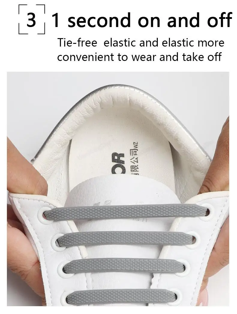 16pcs/lot Silicone Shoelaces No Tie Shoelaces 12 Colors Elastic Lace Shoelace Creative Lazy Silicone Laces Rubber Lace