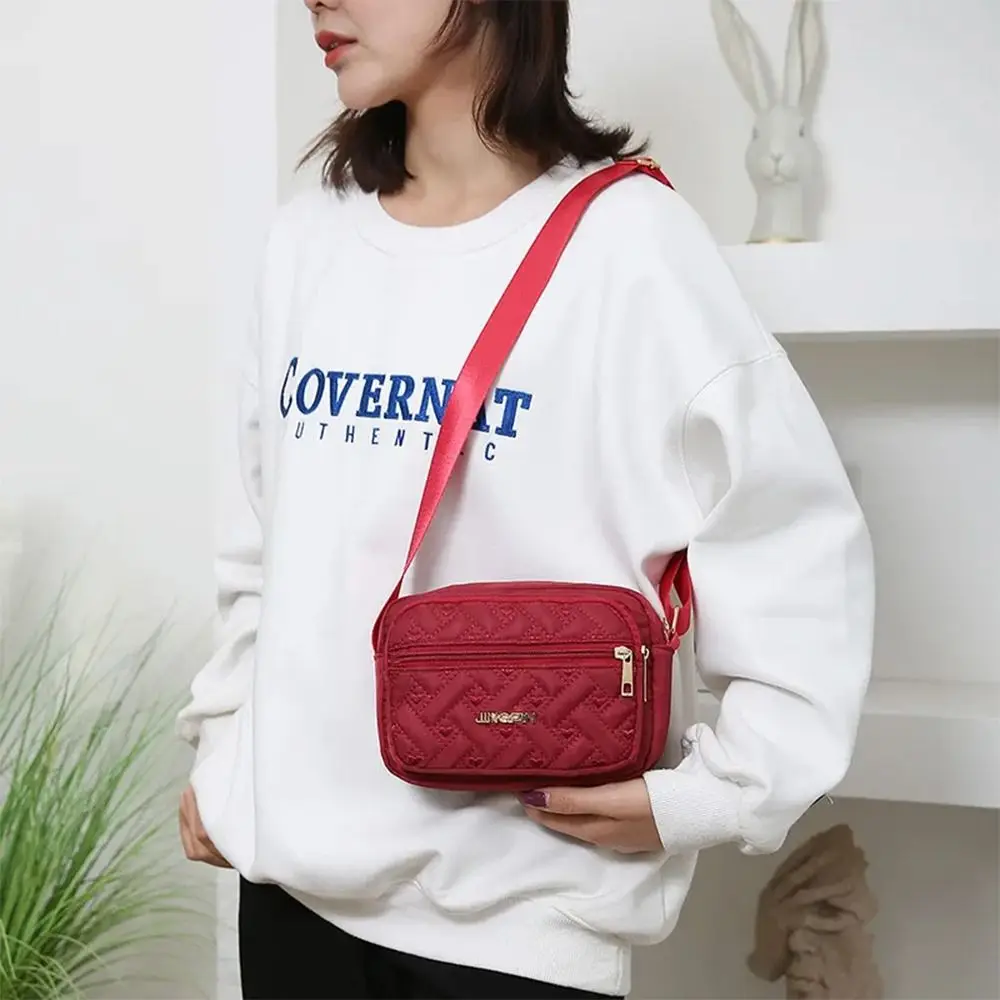 New Fashion Embroidery Women Nylon Square Handbags Lady's Shoulder Cross Body Female Casual Women's Zipper Handbag