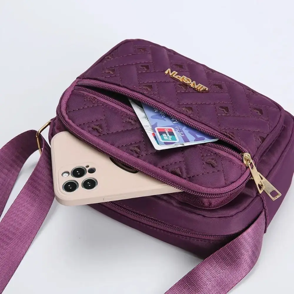 New Fashion Embroidery Women Nylon Square Handbags Lady's Shoulder Cross Body Female Casual Women's Zipper Handbag