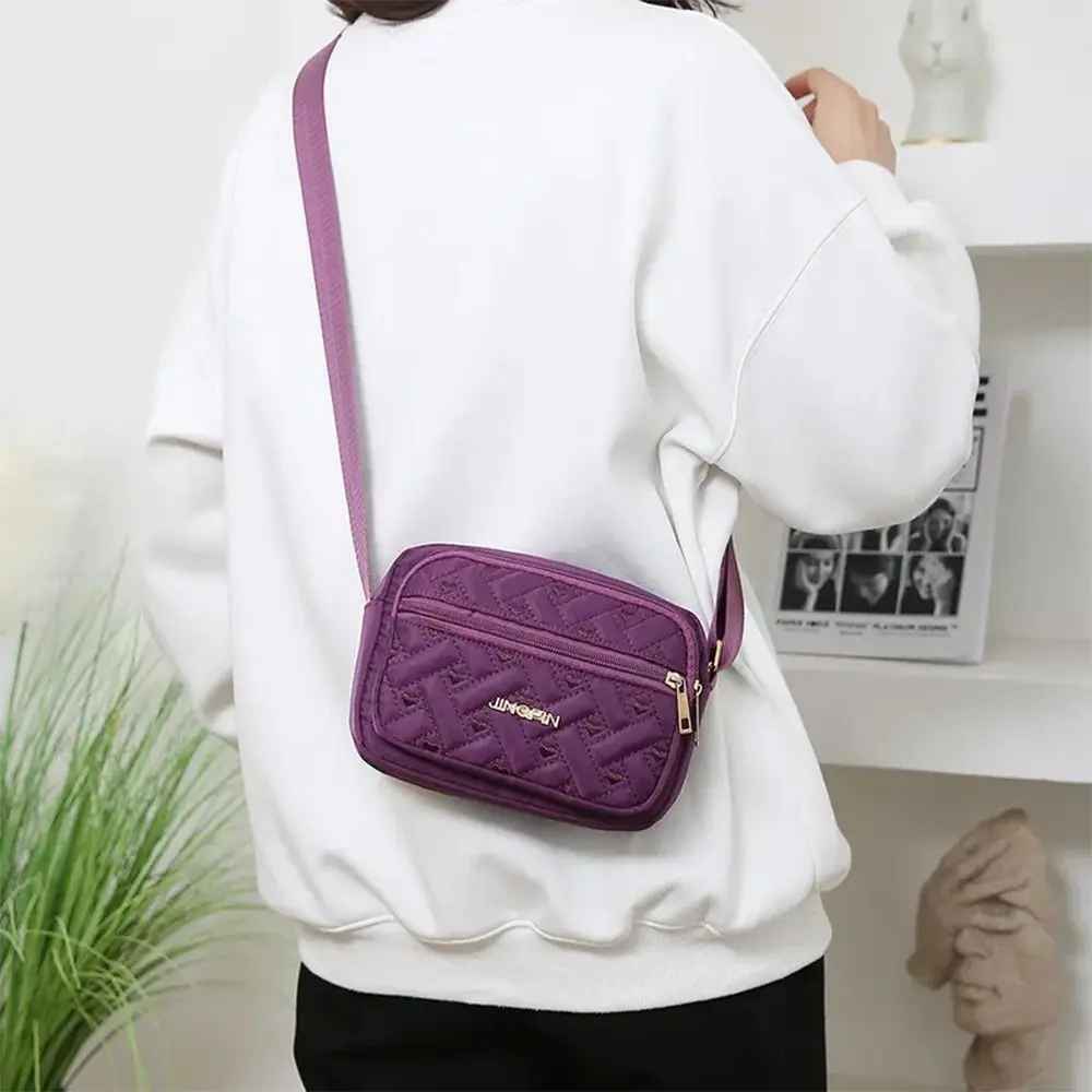 New Fashion Embroidery Women Nylon Square Handbags Lady's Shoulder Cross Body Female Casual Women's Zipper Handbag