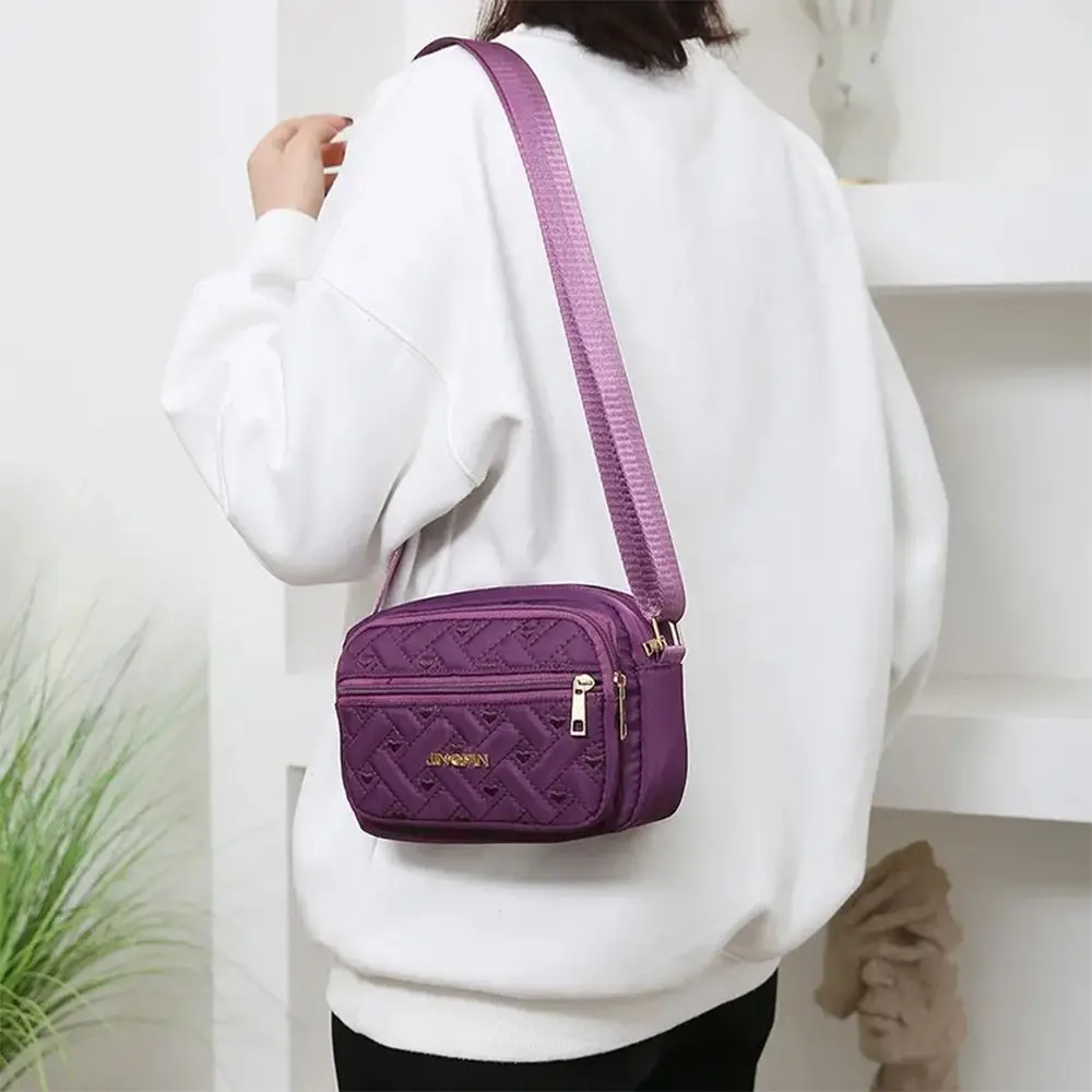 New Fashion Embroidery Women Nylon Square Handbags Lady's Shoulder Cross Body Female Casual Women's Zipper Handbag