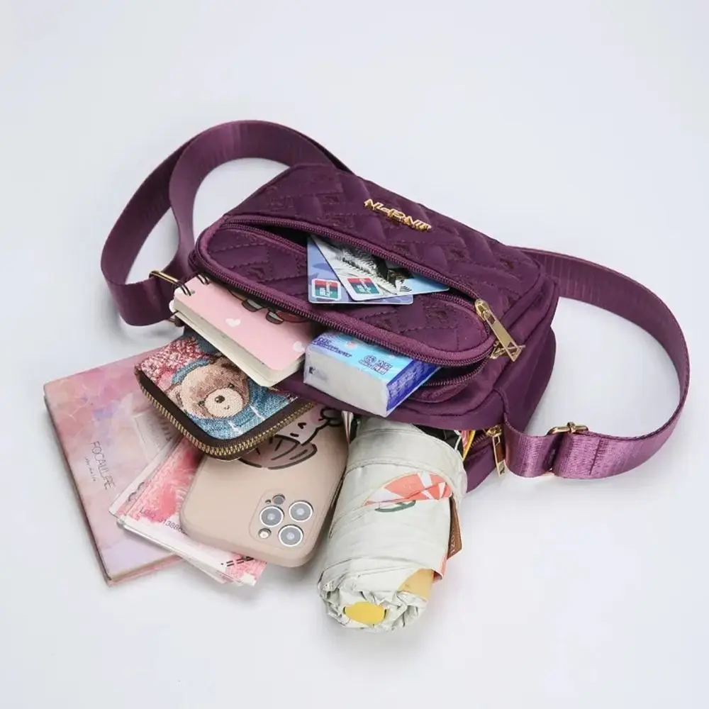 New Fashion Embroidery Women Nylon Square Handbags Lady's Shoulder Cross Body Female Casual Women's Zipper Handbag