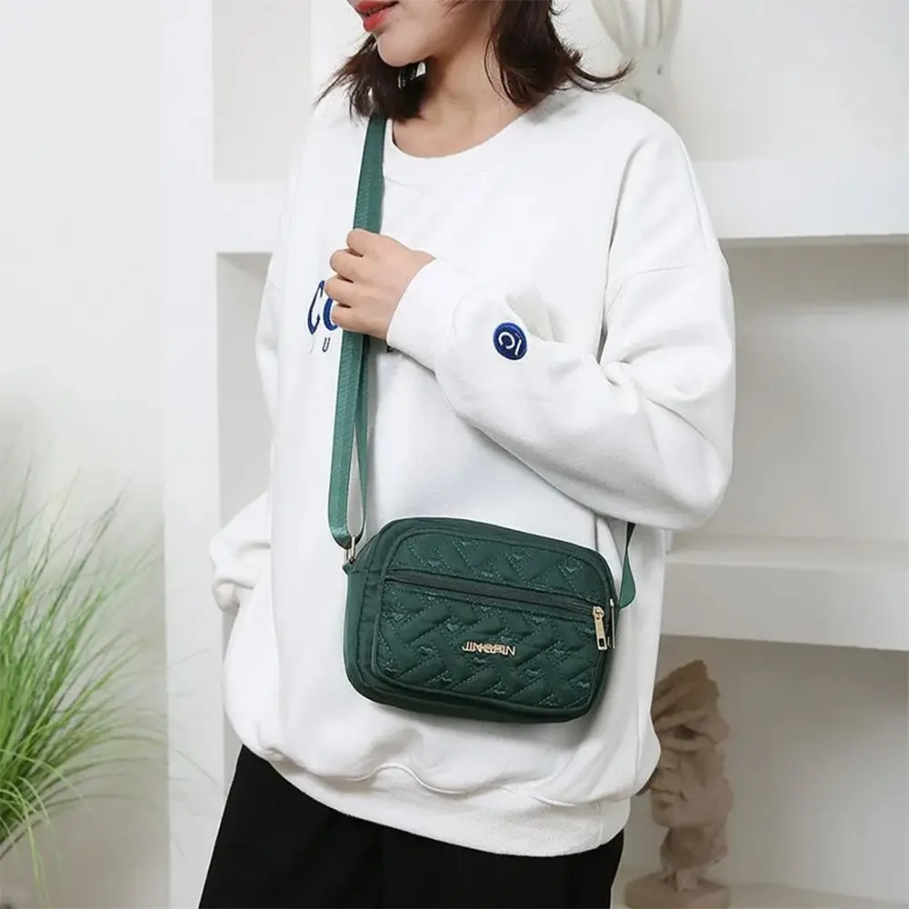 New Fashion Embroidery Women Nylon Square Handbags Lady's Shoulder Cross Body Female Casual Women's Zipper Handbag