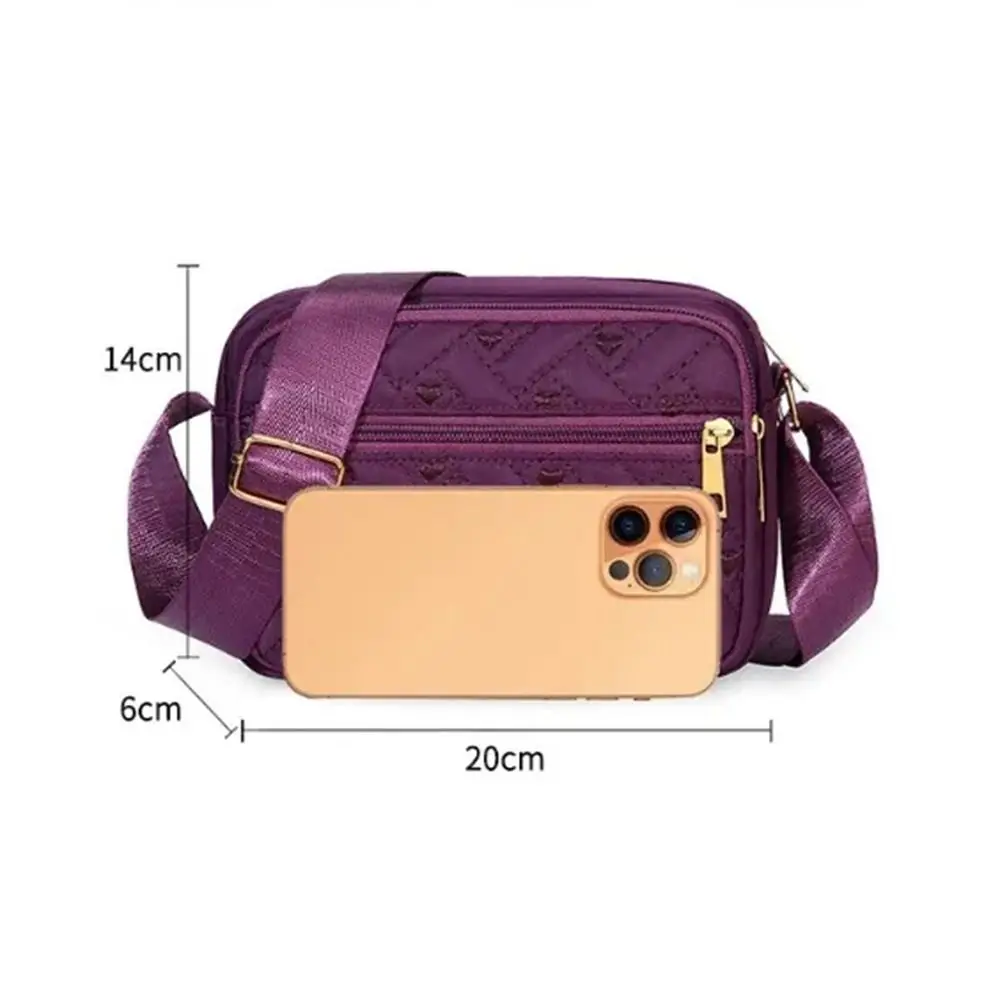 New Fashion Embroidery Women Nylon Square Handbags Lady's Shoulder Cross Body Female Casual Women's Zipper Handbag