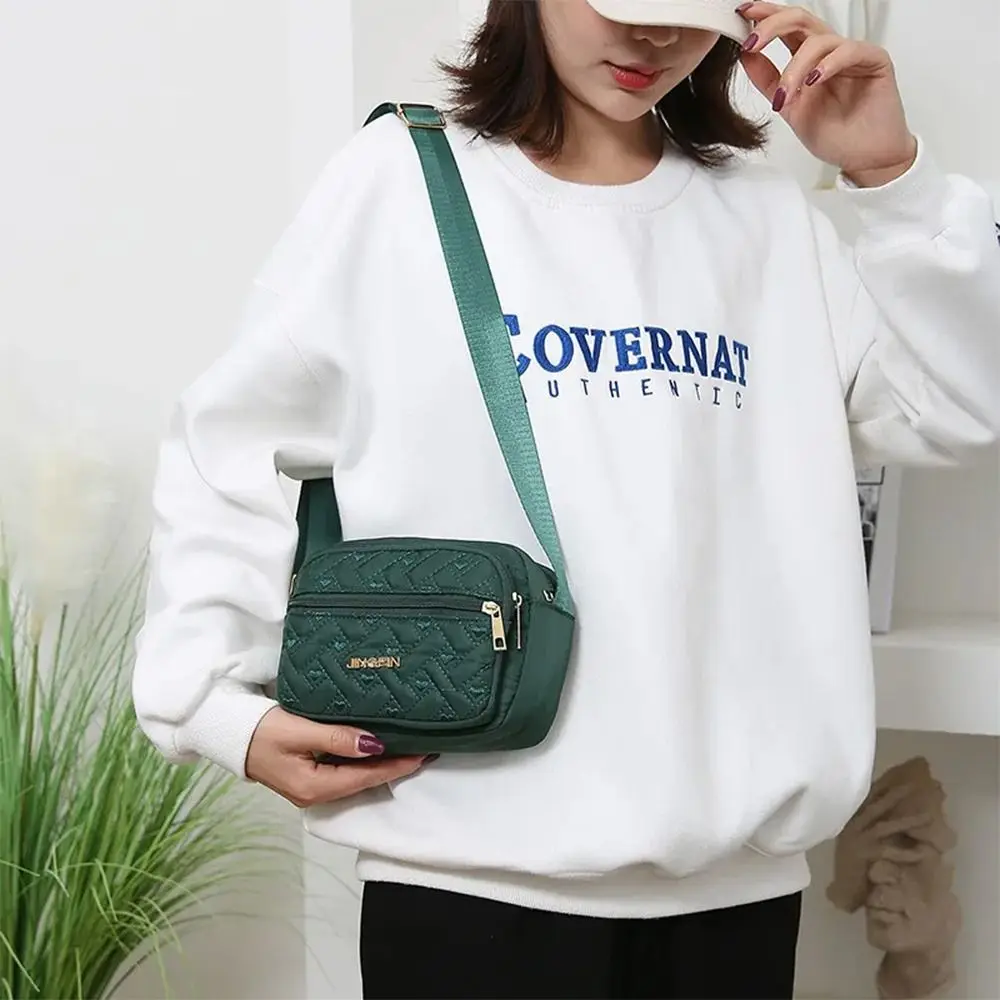 New Fashion Embroidery Women Nylon Square Handbags Lady's Shoulder Cross Body Female Casual Women's Zipper Handbag