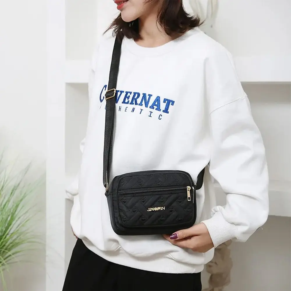 New Fashion Embroidery Women Nylon Square Handbags Lady's Shoulder Cross Body Female Casual Women's Zipper Handbag