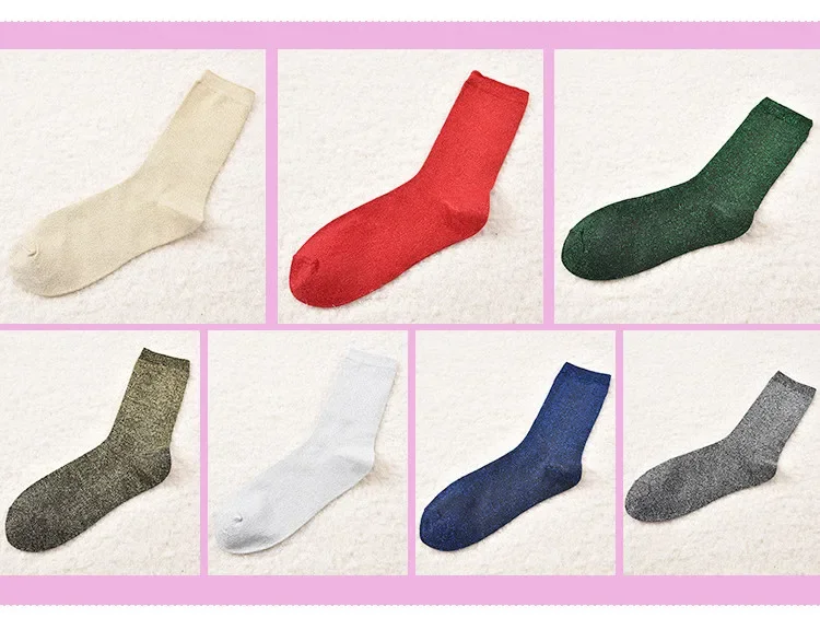 Women's Glitter Tube Gold and Silver Silk Material Socks Christmas Solid color Shiny High elastic Fashionable Summer Sock