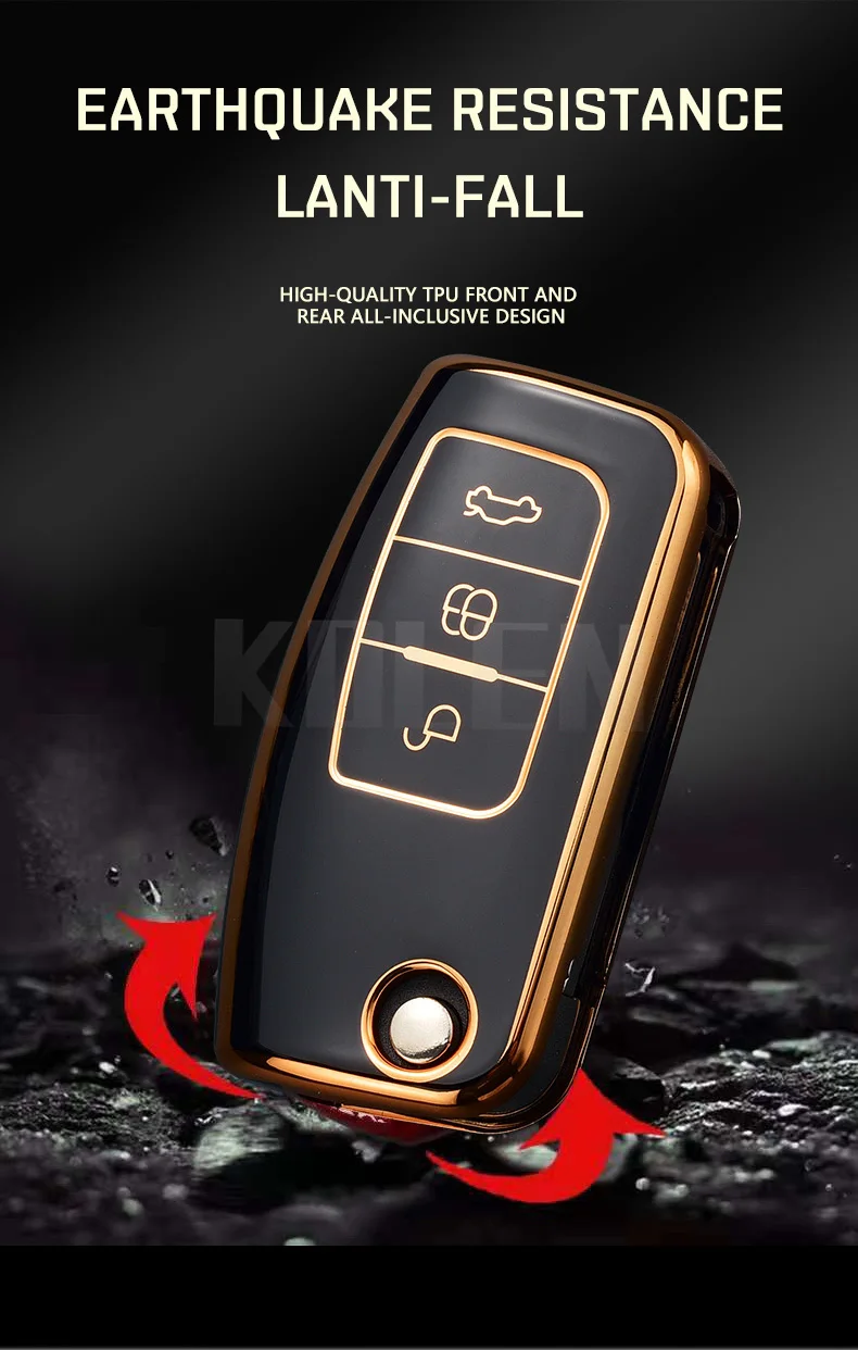 Fashion TPU Car Flip Key Case Cover Shell Fob For Ford Focus 2 MK2 Fiesta Mondeo Galaxy Ecosport Kuga Escape Falcon B-Max C-Max