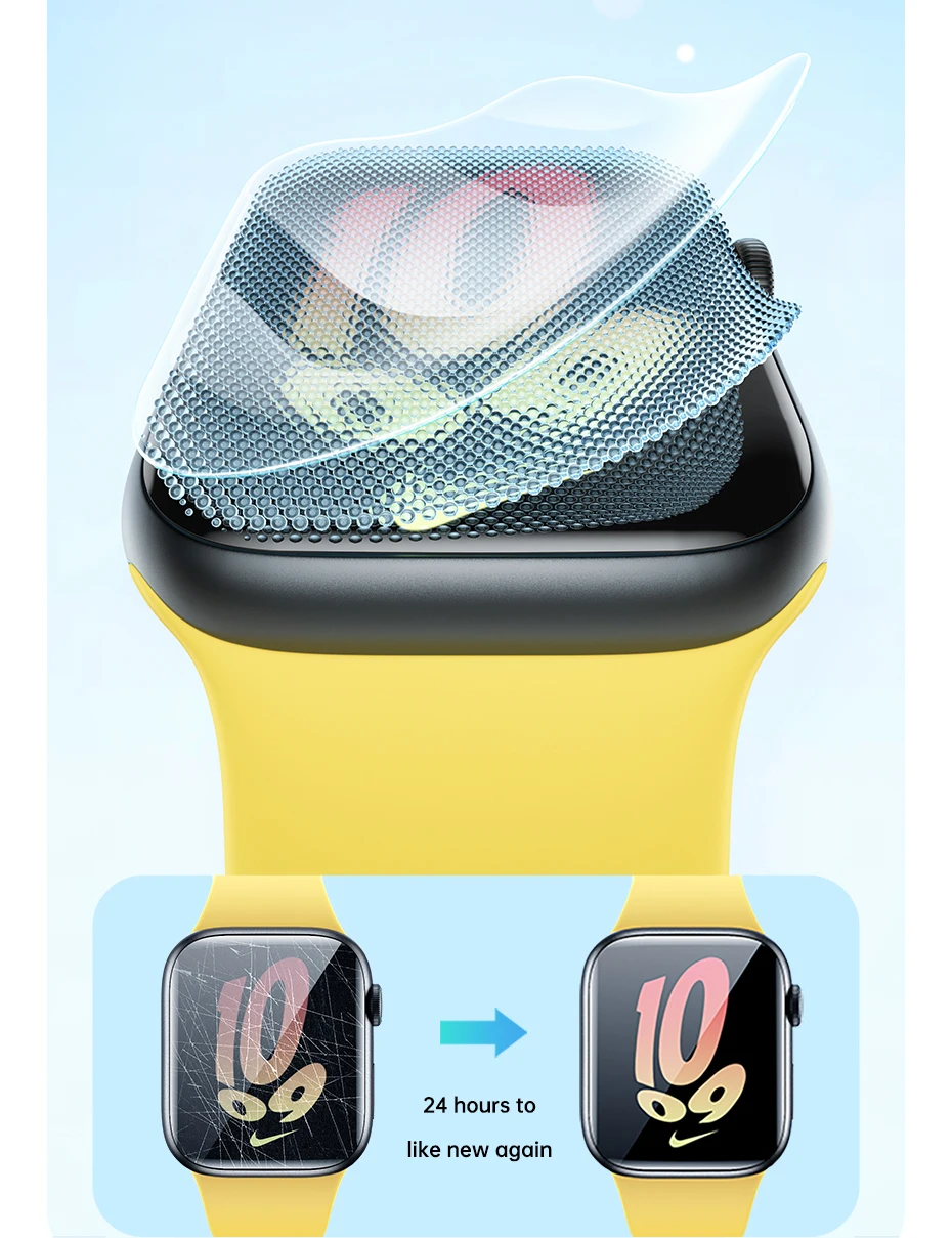 Baseus 2Pcs Nano Screen Protector For Apple Watch 8 7 6 SE SE2 5 4 Soft Hydrogel 40/41/44/45mm Full-coverage Protective Film