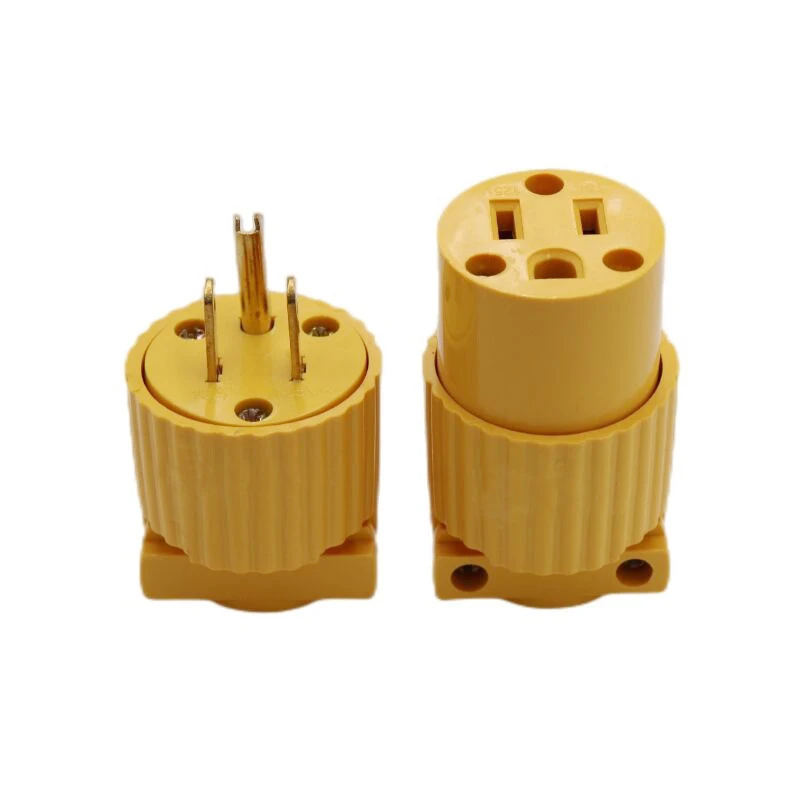 America L5-15R L5-15P 15A US Industry Power Socket Plug Male Female 3 Pole Locked Wiring Connector L6-15R 6-15P Type B Yellow