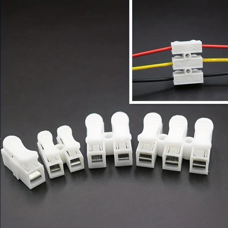 10pcs White No Solding Welding Quick 3P Cable Wire Connector No Screw Terminal Block Spring Clamp