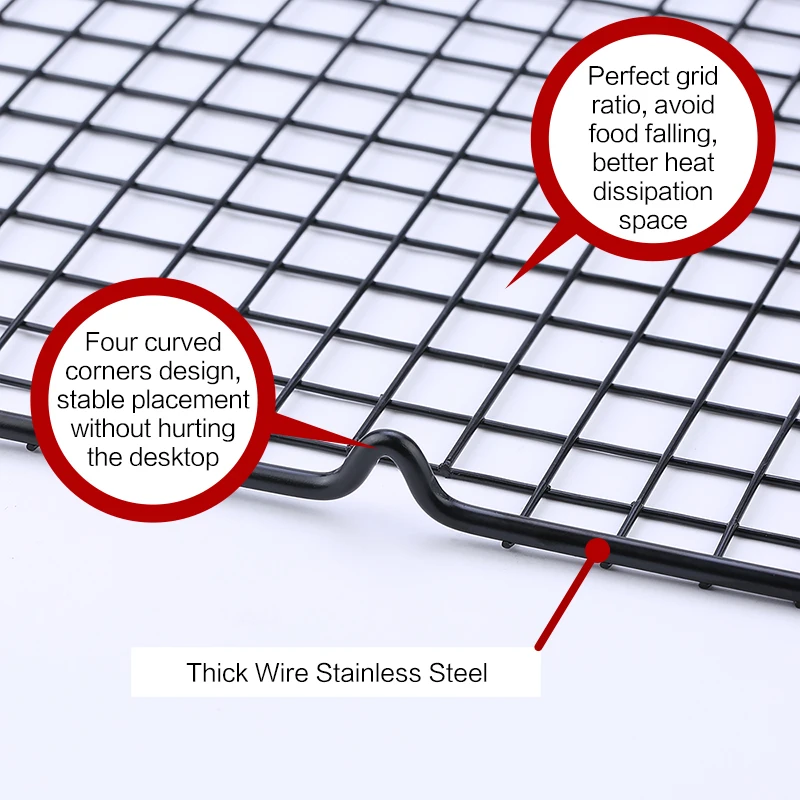 FAISDU 1pcs Single Layer Stainless Steel BBQ Bread Cake Cooling Rack Drip Dry Rack Cooling Grid Baking Pan Household Baking Tool