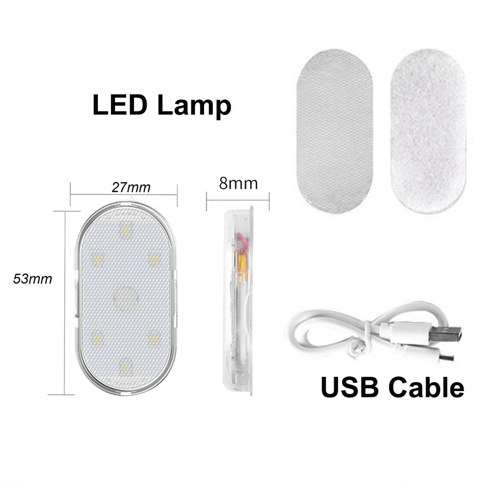 1pc Touch Sensor USB LED Interior Light LED Lamp Car Ceiling Lamp Reading Light Car Decorations Roof Interior Lighting