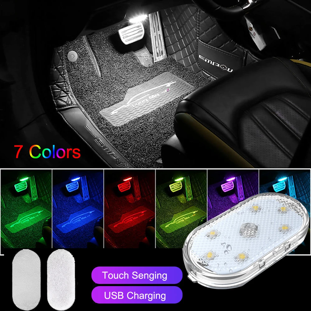 1pc Touch Sensor USB LED Interior Light LED Lamp Car Ceiling Lamp Reading Light Car Decorations Roof Interior Lighting