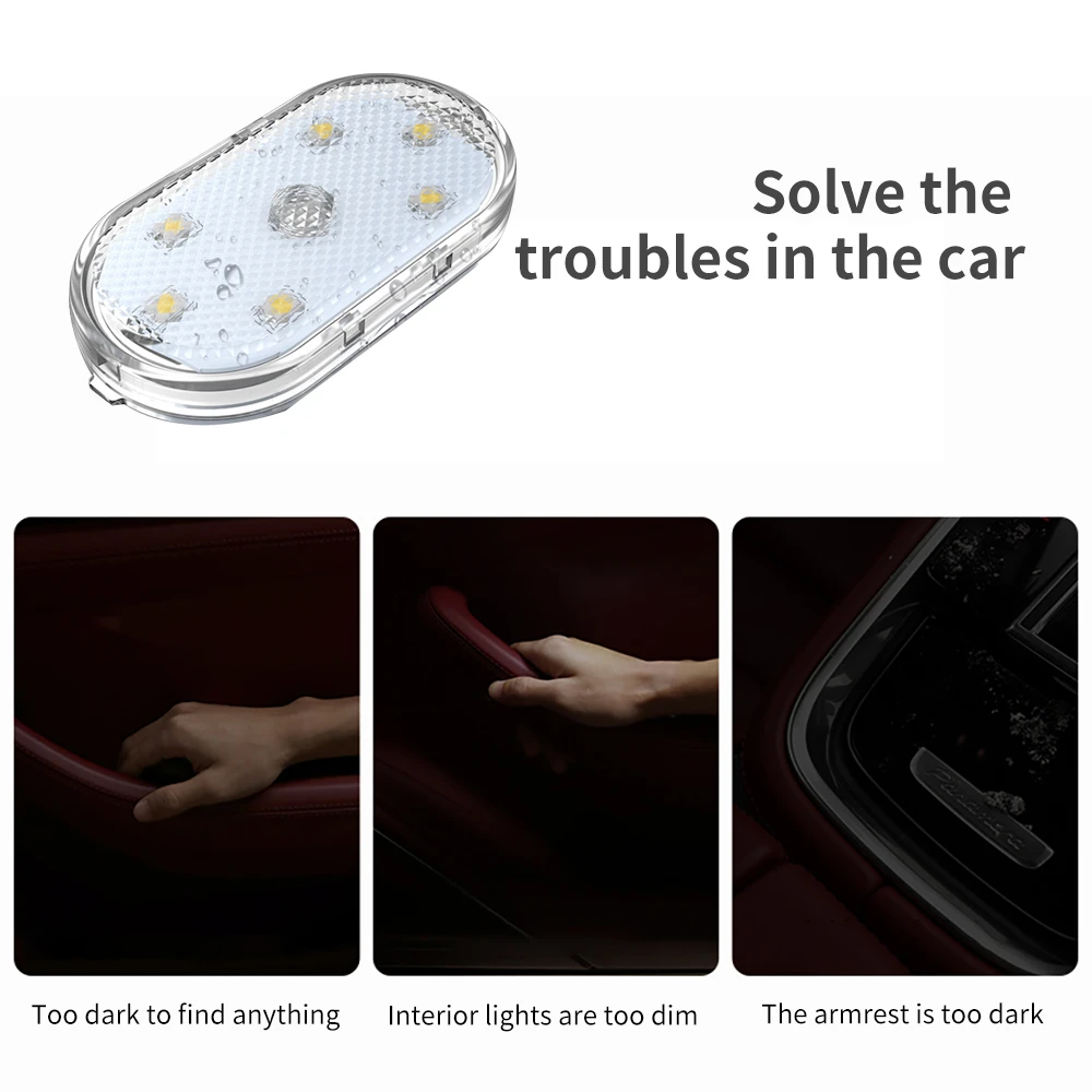 1pc Touch Sensor USB LED Interior Light LED Lamp Car Ceiling Lamp Reading Light Car Decorations Roof Interior Lighting