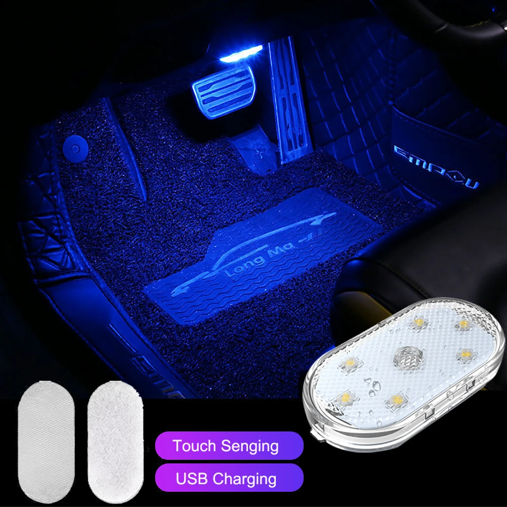 1pc Touch Sensor USB LED Interior Light LED Lamp Car Ceiling Lamp Reading Light Car Decorations Roof Interior Lighting