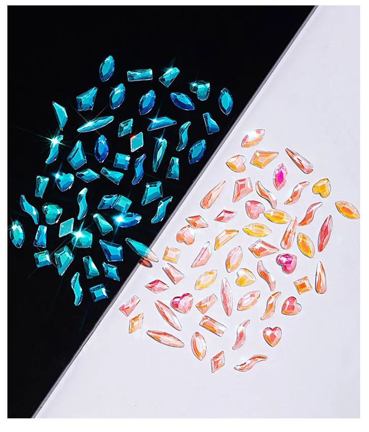 100Pcs Mix Rhinestone Crystal AB Charm Luxury Nail Art Flatback Gems for 3D Decorations Glitter Manicure Nail Gems DIY 2021