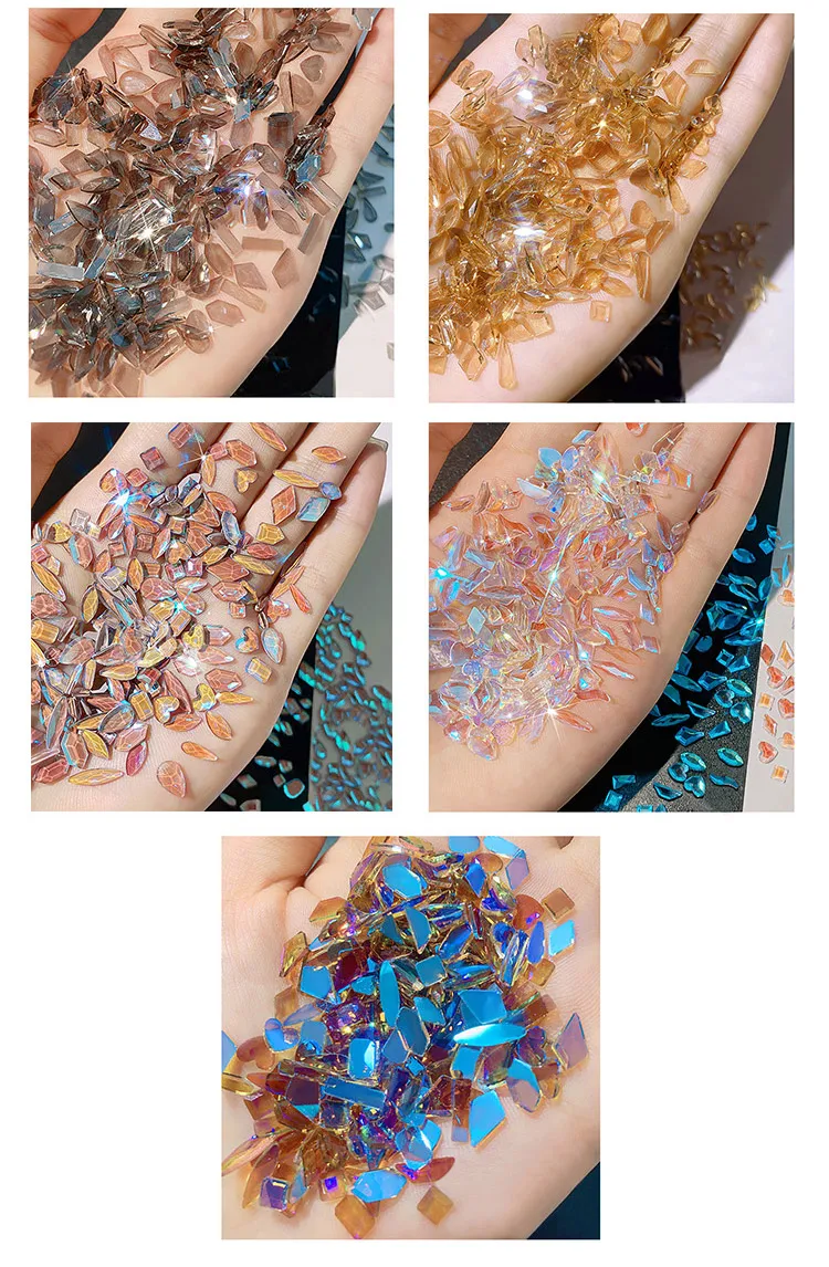 100Pcs Mix Rhinestone Crystal AB Charm Luxury Nail Art Flatback Gems for 3D Decorations Glitter Manicure Nail Gems DIY 2021