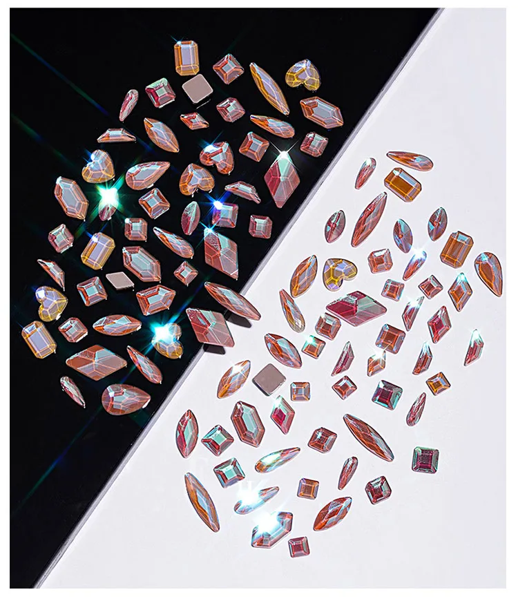 100Pcs Mix Rhinestone Crystal AB Charm Luxury Nail Art Flatback Gems for 3D Decorations Glitter Manicure Nail Gems DIY 2021