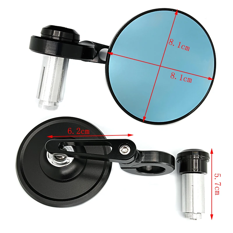 Motorcycle Mirrors Aluminum HandleBar End 7/8" 22mm Side Adjustable Rearview Mirrors Street Bike Scooter E-bike Side Mirror