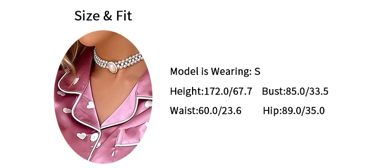 Women's Satin Short Sleeve Top And Long Pants Casual Comfort Pajama Loungewear With Heart Print Lounge Set Nightwear 2 Piece