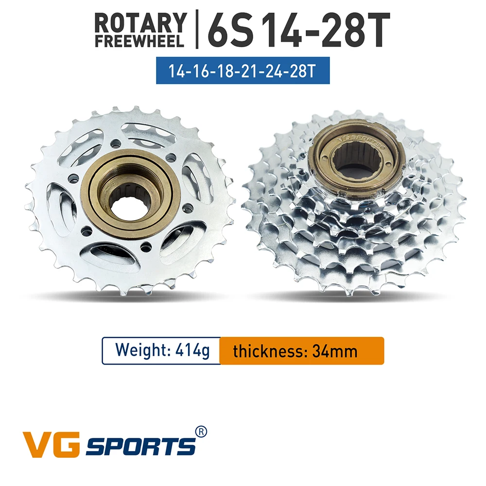 VG Sports Bike Sprocket 5/6/7/8/9/10/11 Speed Thread Freewheel 14-28T 13-28/32T 11-32/36T Cogs Compatible with rotary Hub