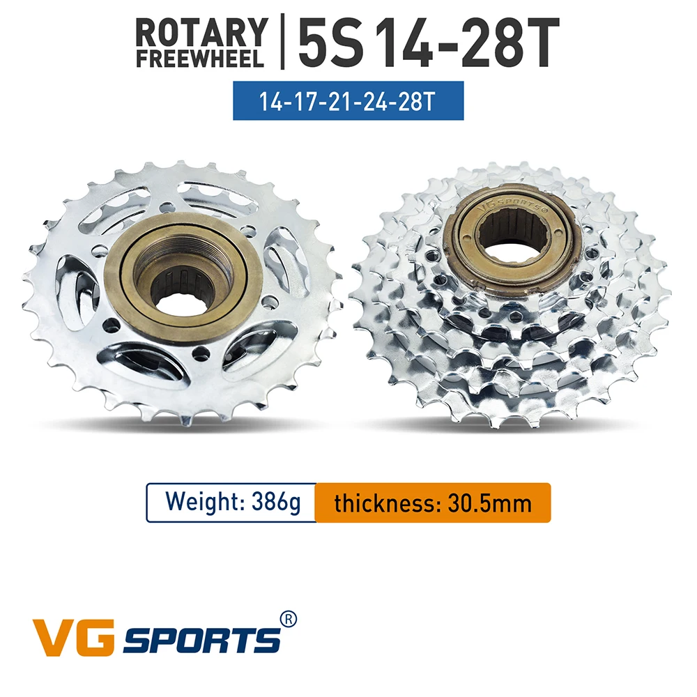 VG Sports Bike Sprocket 5/6/7/8/9/10/11 Speed Thread Freewheel 14-28T 13-28/32T 11-32/36T Cogs Compatible with rotary Hub