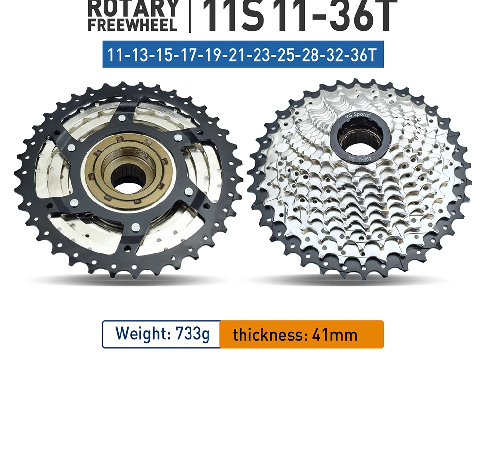 VG Sports Bike Sprocket 5/6/7/8/9/10/11 Speed Thread Freewheel 14-28T 13-28/32T 11-32/36T Cogs Compatible with rotary Hub