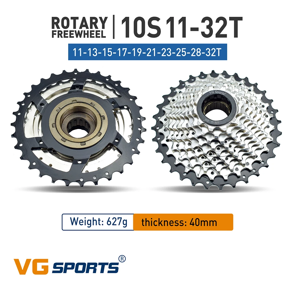 VG Sports Bike Sprocket 5/6/7/8/9/10/11 Speed Thread Freewheel 14-28T 13-28/32T 11-32/36T Cogs Compatible with rotary Hub