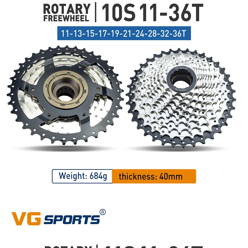 VG Sports Bike Sprocket 5/6/7/8/9/10/11 Speed Thread Freewheel 14-28T 13-28/32T 11-32/36T Cogs Compatible with rotary Hub