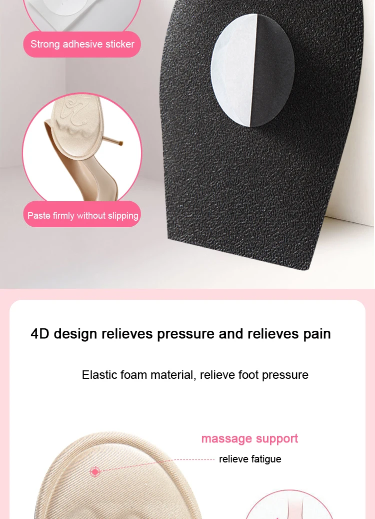 Forefoot Pad Non-slip Sole Toe Plug Cushion Half Insoles for Shoes Inserts Reduce Shoe Size Filler High Heels Pain Relief Pads