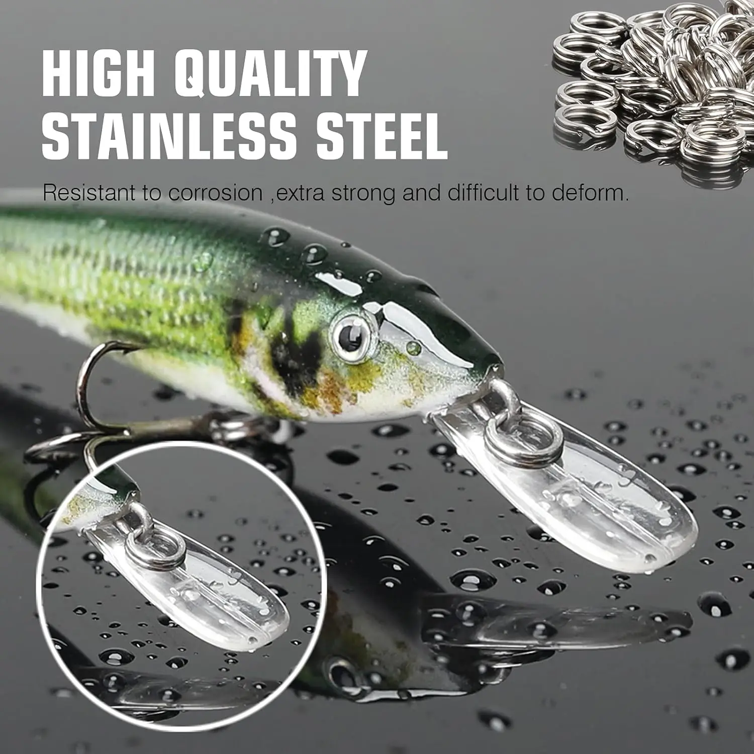 FishTrip Fishing Split Rings 30~200Pack Stainless Steel Heavy Duty Saltwater Lure Hook Fishing Connector Terminal Tackle