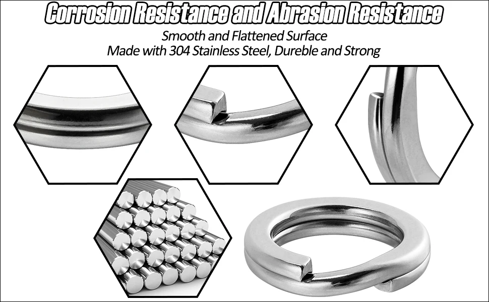 FishTrip Fishing Split Rings 30~200Pack Stainless Steel Heavy Duty Saltwater Lure Hook Fishing Connector Terminal Tackle
