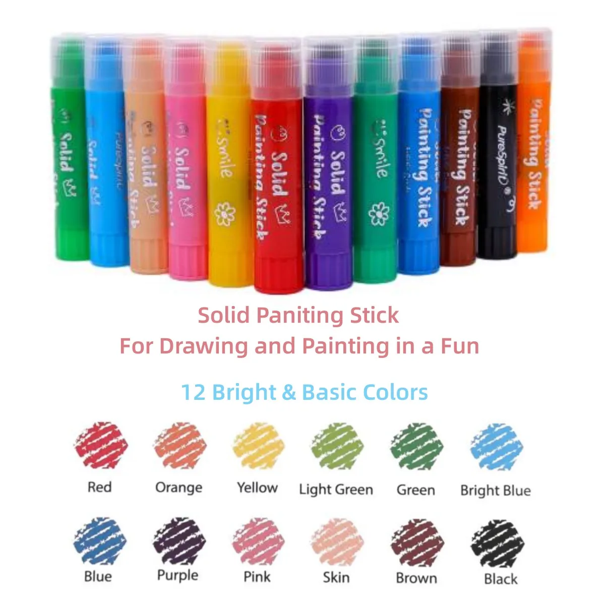 8/12 Colors Crafts Paint Sticks, Solid Color Washable Paint Sticks for Kids and Students