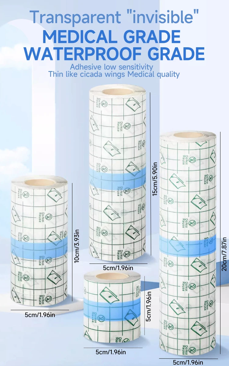Waterproof Stretch Adhesive Bandage Protective Clear Transparent Dressing Film Disposable Cover Bandage Tape For Tattoos Shower