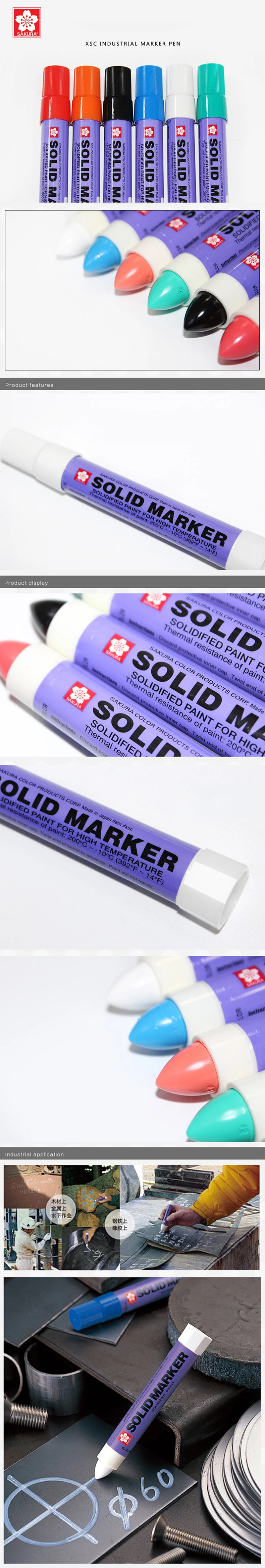 8Pcs Japan Sakura Solid Marker Industrial Pen XSC Dry Can Write on Steel Plate Water Oil Surface Multi-function Pen Permanent