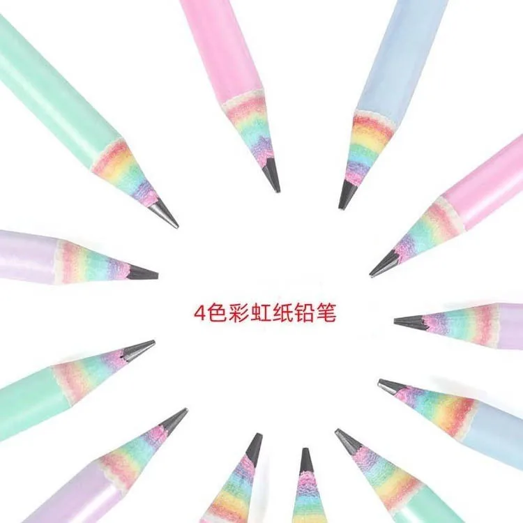 1-3pcs/set Children's Rainbow Paper HB Pencil Environmentally Friendly Non-toxic Writing and Painting Pencil School Stationery