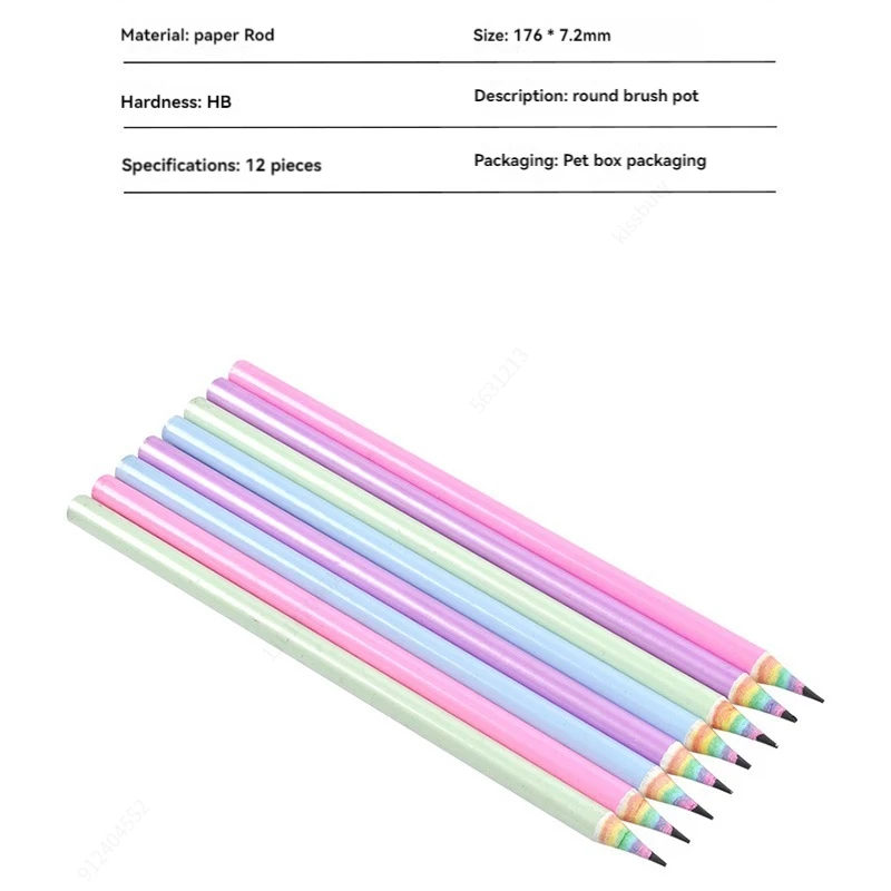 1-3pcs/set Children's Rainbow Paper HB Pencil Environmentally Friendly Non-toxic Writing and Painting Pencil School Stationery