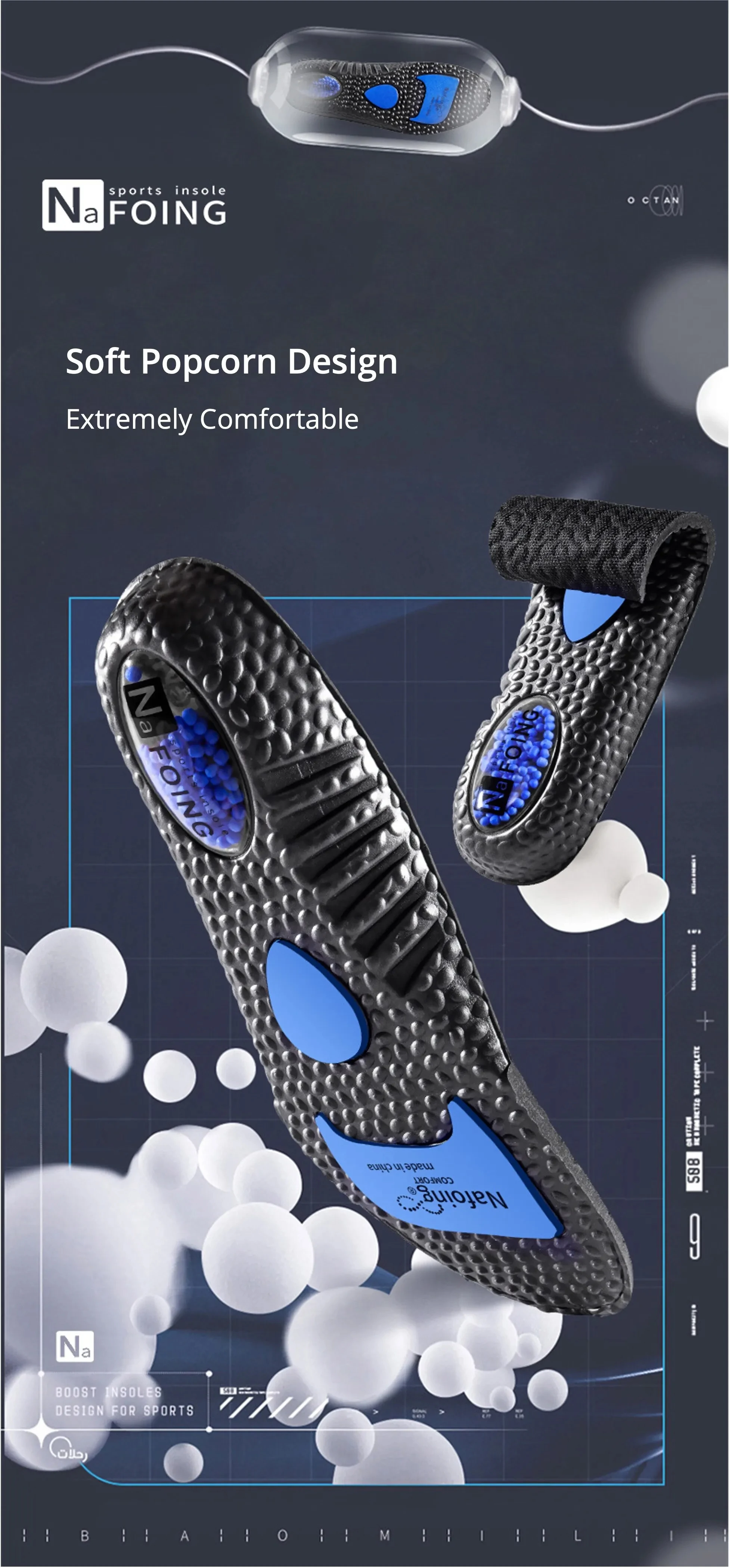 Upgraded Sports Shock Absorption Insoles High Elastic Running Sneaker Pads Rebound Deodorant Comfortable Feet Cushion