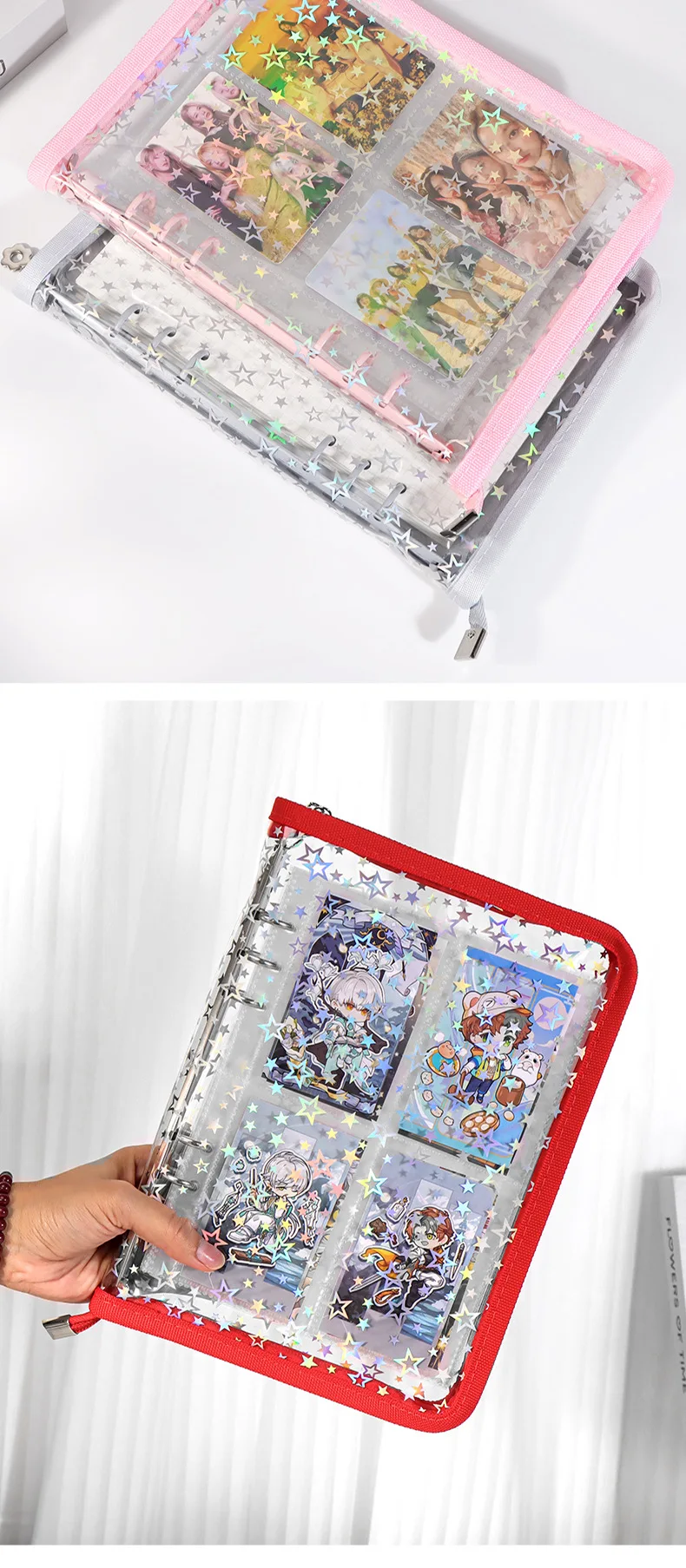 A5 Laser Star Colorful DIY Binder Photocards Collect Book Diary Agenda Planner DIY Cover Album Stationery