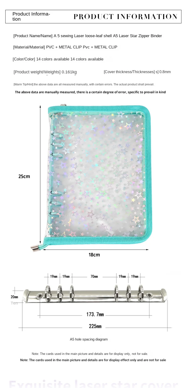 A5 Laser Star Colorful DIY Binder Photocards Collect Book Diary Agenda Planner DIY Cover Album Stationery