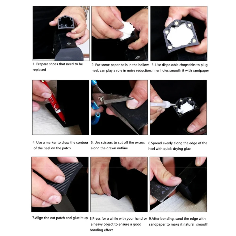 2PCS Rubber Sole Replacement Sheet For Shoes Repair Patch High Heels Sandals Non-Slip Shoe Sole Protector Heel Pads Croppable