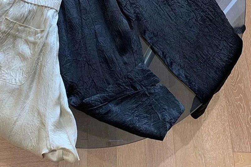 Summer Fashion Women's Clothing High-Waisted Pants Wide Legged Casual Trousers Draped Straight Ice Silk Sunscreen Long Trousers