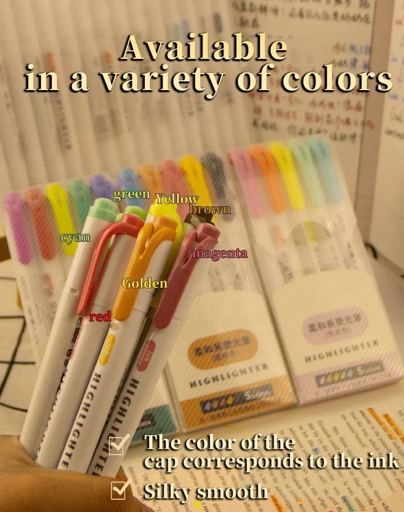 5/15/25 Colors Double Headed Highlighter Pen Set Fluorescent Drawing Markers Highlighters Pens Art Cute Pastel Stationery