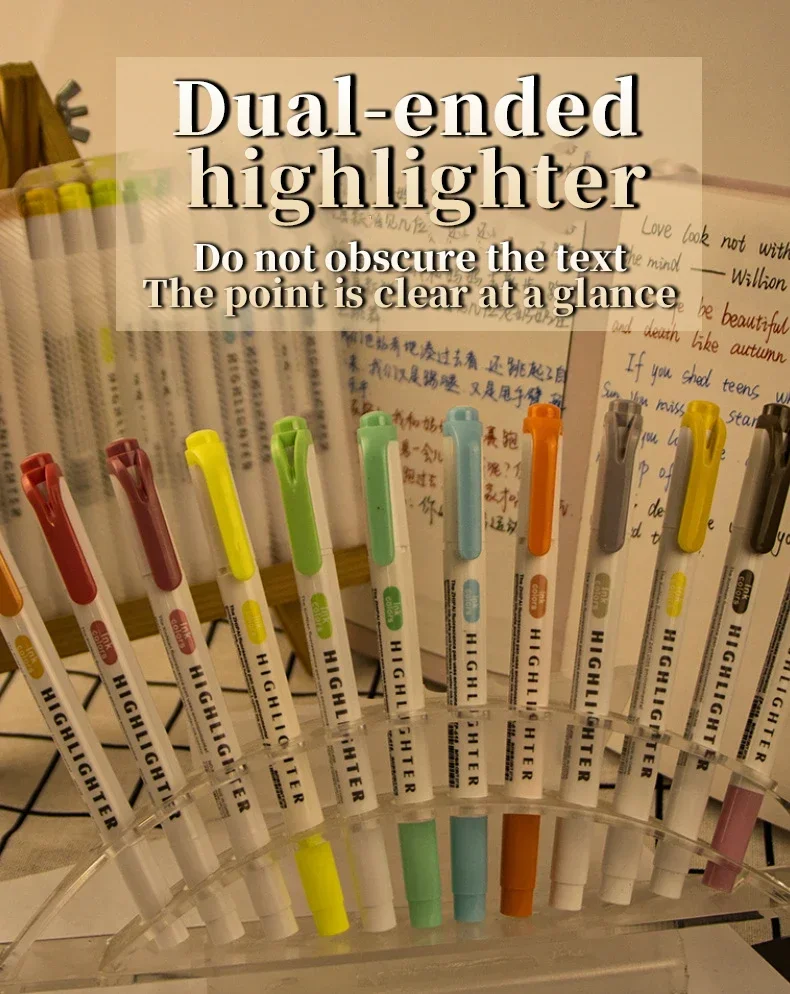 5/15/25 Colors Double Headed Highlighter Pen Set Fluorescent Drawing Markers Highlighters Pens Art Cute Pastel Stationery