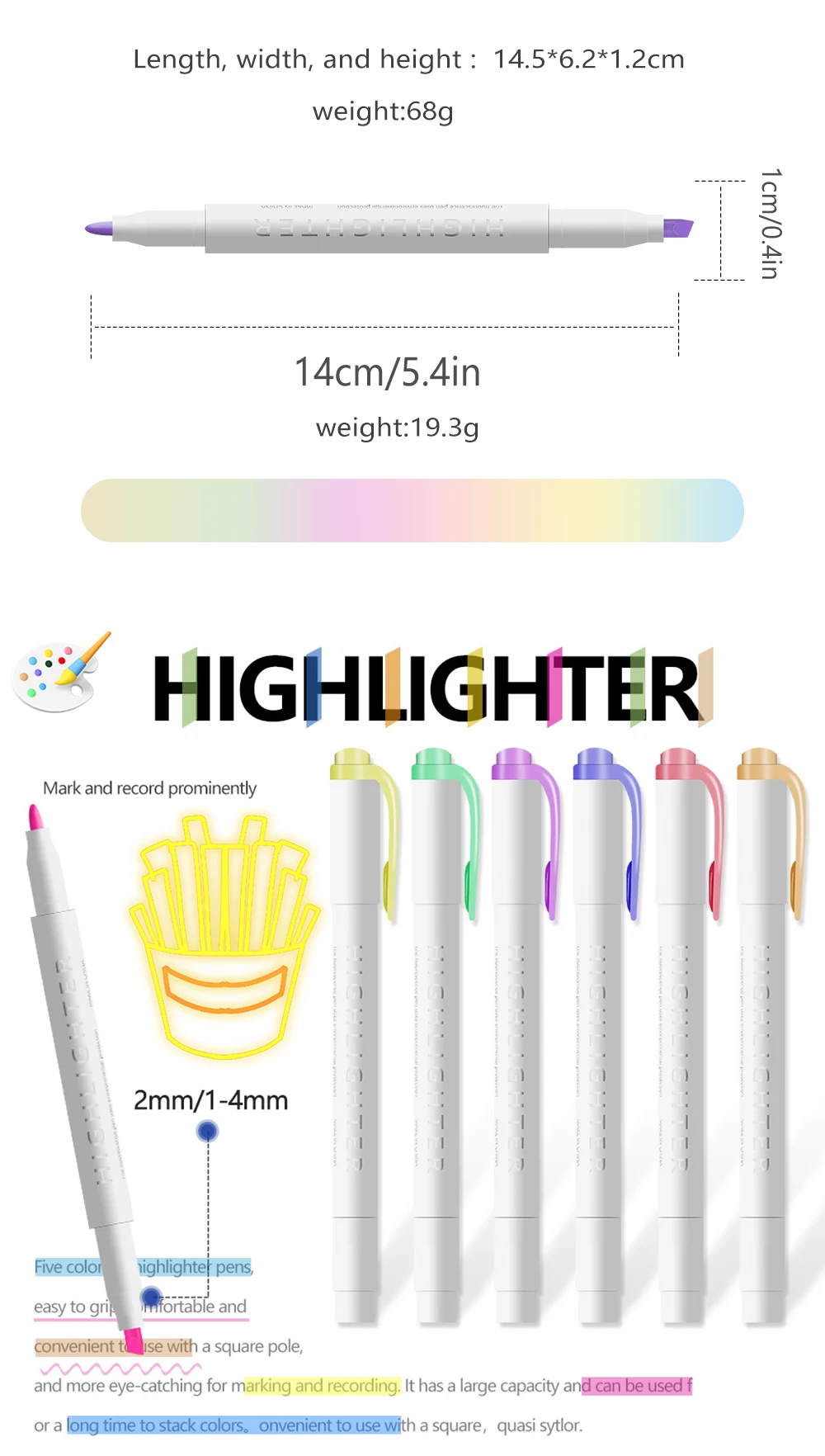 5/15/25 Colors Double Headed Highlighter Pen Set Fluorescent Drawing Markers Highlighters Pens Art Cute Pastel Stationery